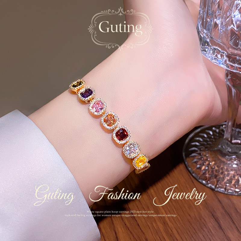 Gold Sugar Cube Zircon Bracelet detail image 1