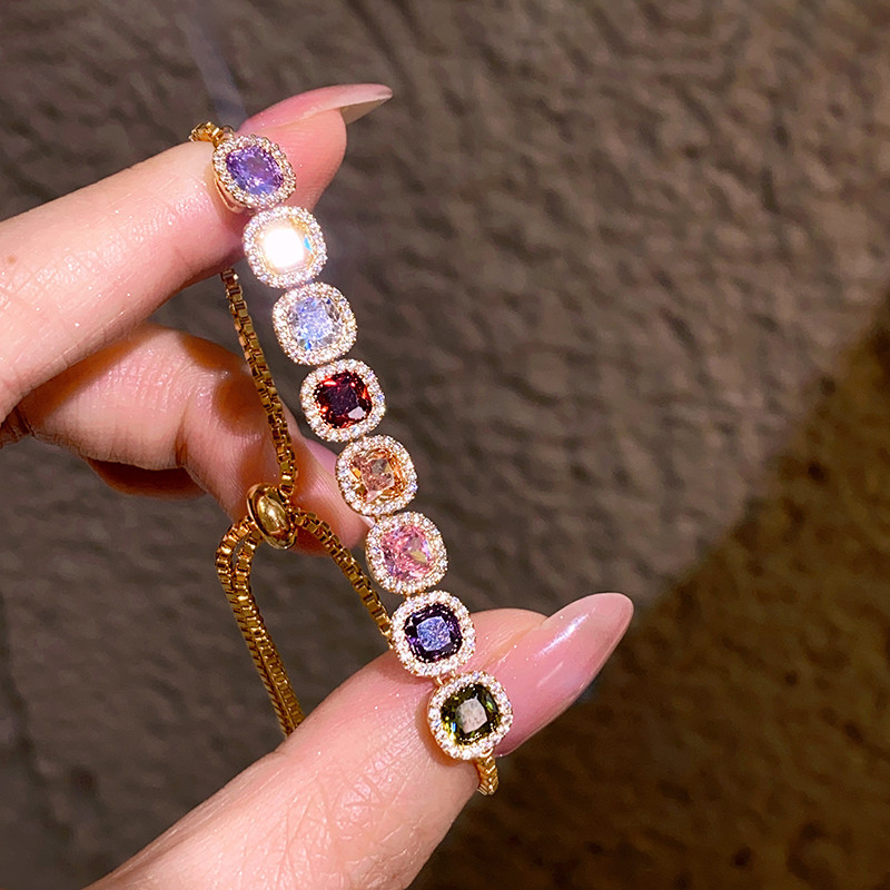 Gold Sugar Cube Zircon Bracelet detail image 7