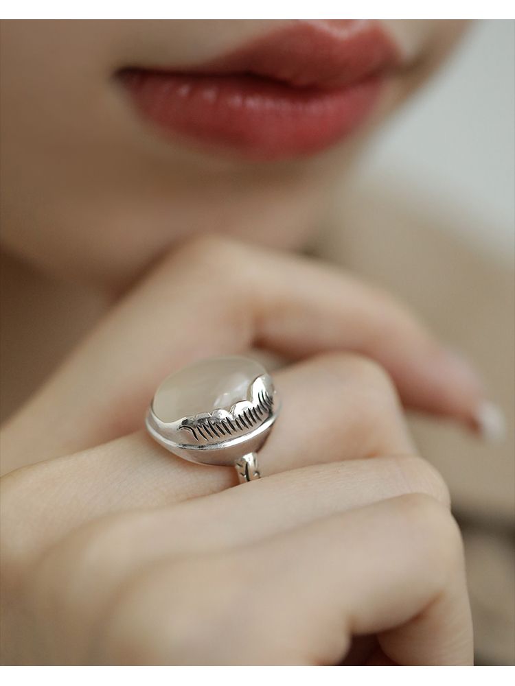 Wave Blossoming Ring For Women Retro Adjustable Statement Piece_voghion.com